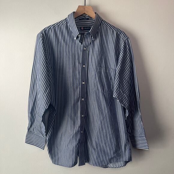 Chaps Wrinkle Free Twill Long Sleeve Button Dress Shirt Men's Size 16-16.5 Large - Picture 1 of 6